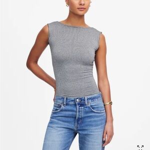 NWT || Madewell || High Neck Scoop Back Gingham Top Size L